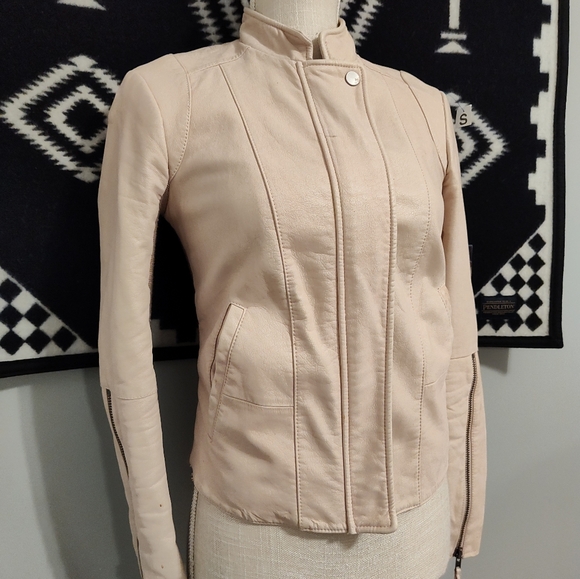 🩷GUC Free People Max Moto Inspired Full Zip Suede Faux Leather Jacket, Pink, S - Picture 6 of 16